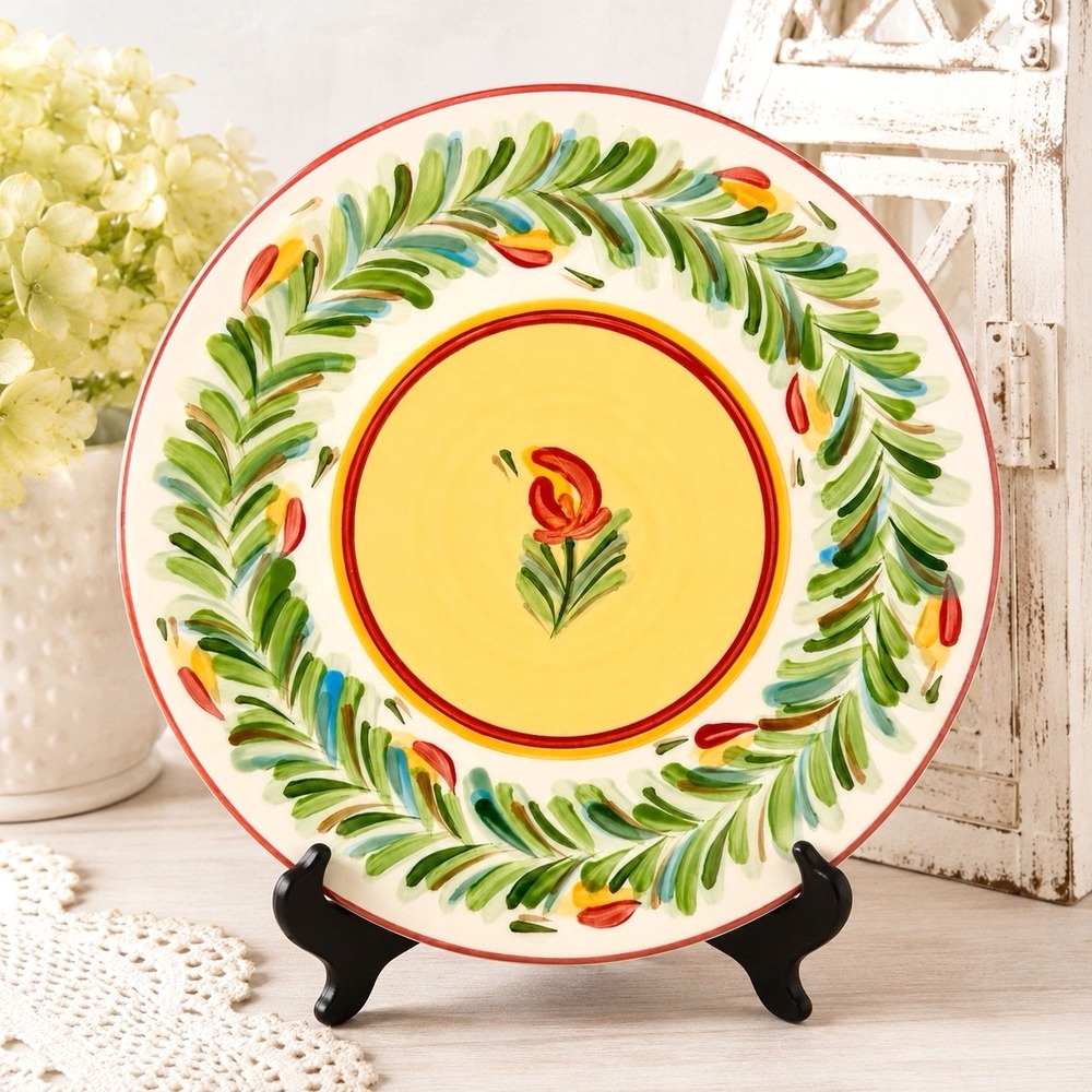 Gail Pittman Siena Dinner Plate 10.5" Southern Living Garland Rim Hand Painted